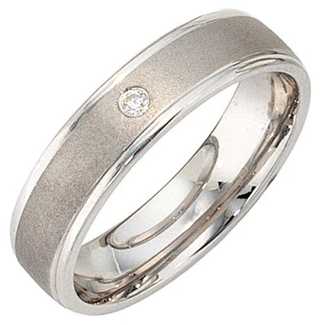 Colfem Partner Ring 925 Sterling Silber, rhodiniert, mattiert, Zirkonia, Unisex, Ringgröße 50 - Bild 1