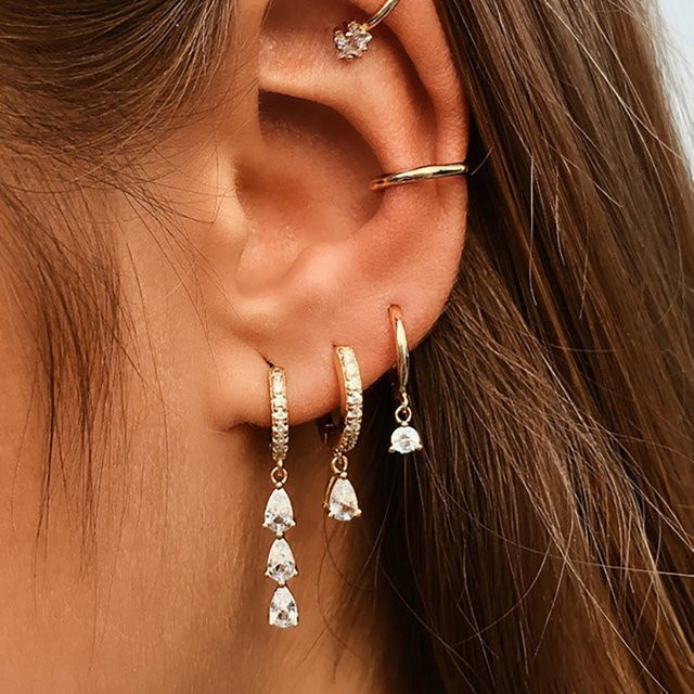 Yuedane Creolen Edelstahl, Zirkonia, Gold, Damen - Bild 1