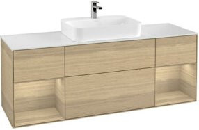 V&B Waschtischunterschrank Finion in Weiß mit Eichenregal, B/T/H: 160 x 60 x 50,1 cm - Bild 1