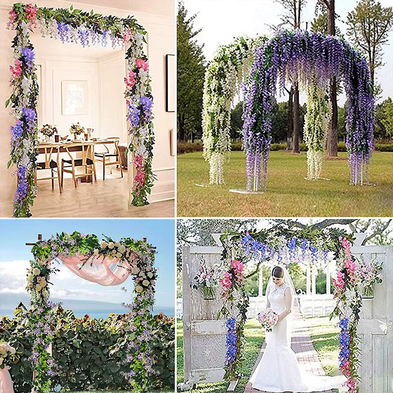 Lila künstliche Glyzinien-Blumen Girlande aus Textil für deine Dekoration, Länge: 200 cm - Bild 3
