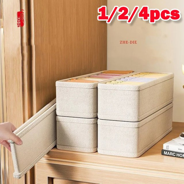 Meltset Multifunktionale Kleidungsorganisator Boxen zum Falten und Stapeln, Beige, Stoff - Bild 1