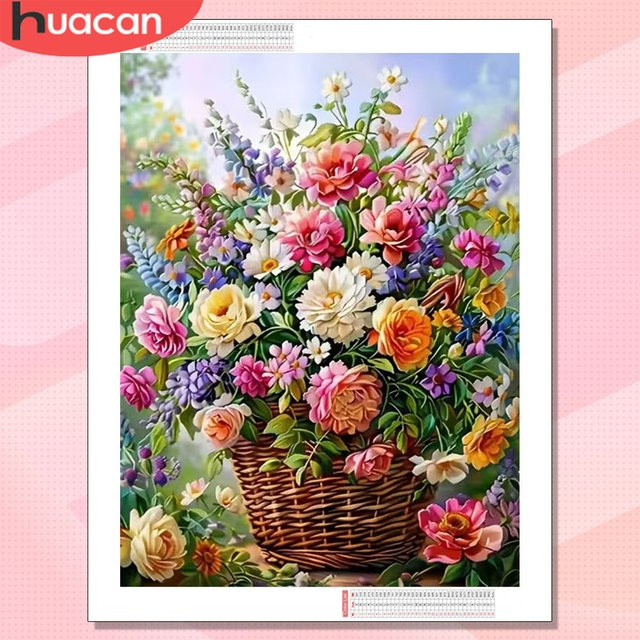 HUACAN Diamantmalerei Rosenblüte Wanddekoration mit Harz-Steinen in Multicolor - Bild 1