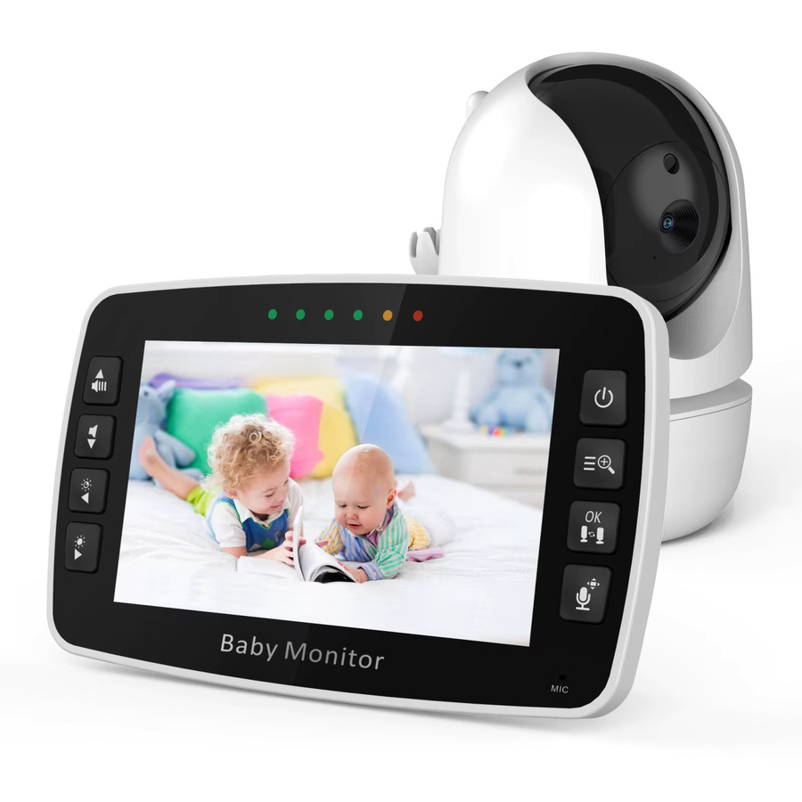 MBOSS Baby Monitor mit zwei Kameras, 4,3 Zoll Wireless Videoübertragung, PTZ-Funktion, Nachtsicht und Temperaturüberwachung, Farbe: Weiß - Bild 2
