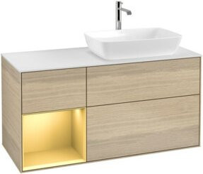 V&B Waschtischunterschrank Finion in Weiß mit Eichenregal, Breite: 120 cm, Tiefe: 50,1 cm, Höhe: 50,1 cm - Bild 1