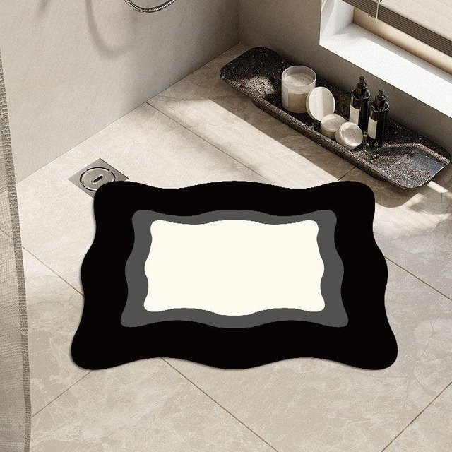 Rutschfeste Kieselgur-Fußmatte für das Badezimmer in Schwarz, B/B: 60 x 90 cm - Bild 1