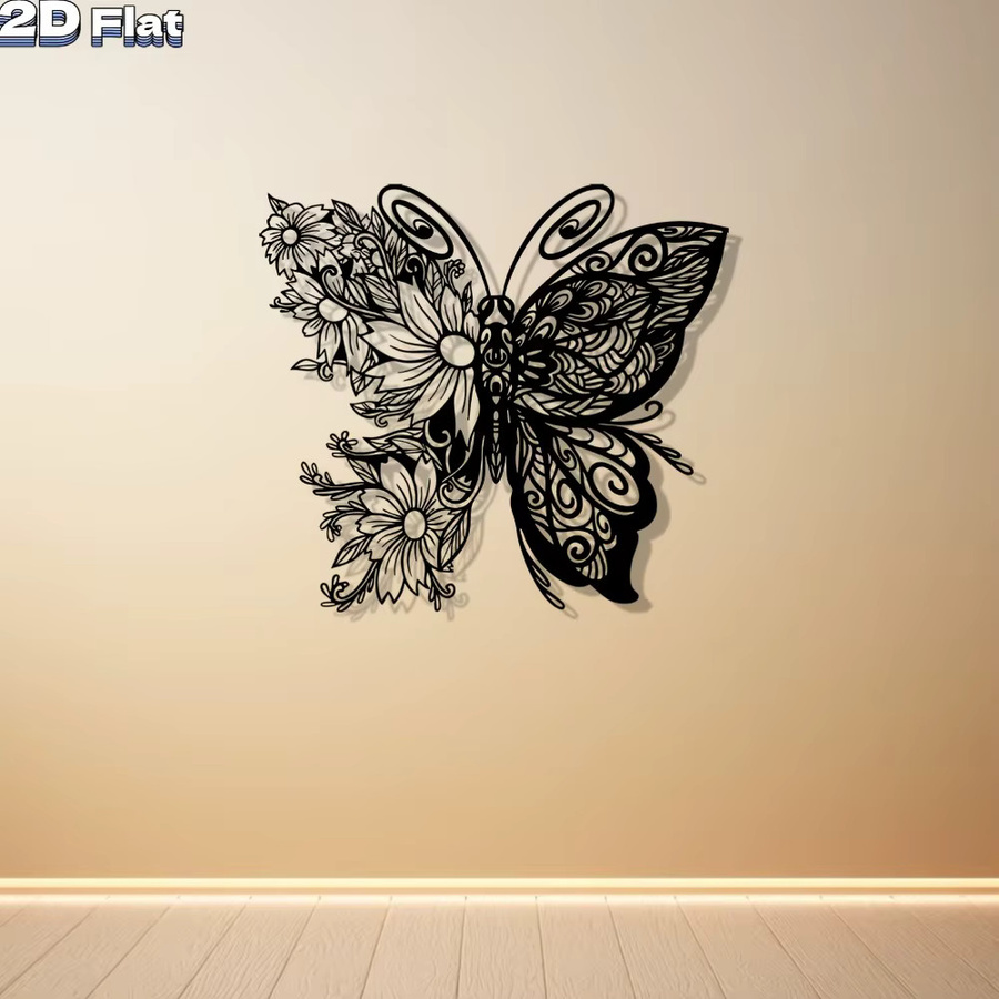 CIFBUY Schmetterling Wandkunst aus Metall in Schwarz als rostbeständige Gartendekoration - Bild 2