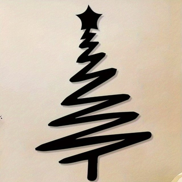 CIFBUY Vintage Weihnachtsbaum Metallwandbild in Schwarz mit floralen Ornamenten und Sternen - Bild 1