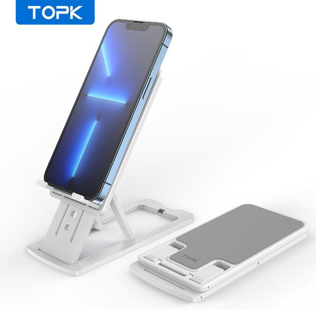 Topk Handy-Ständer in Weiß, winkelverstellbarer Handyhalter mit Silikon-Pad für den Schreibtisch - Bild 1