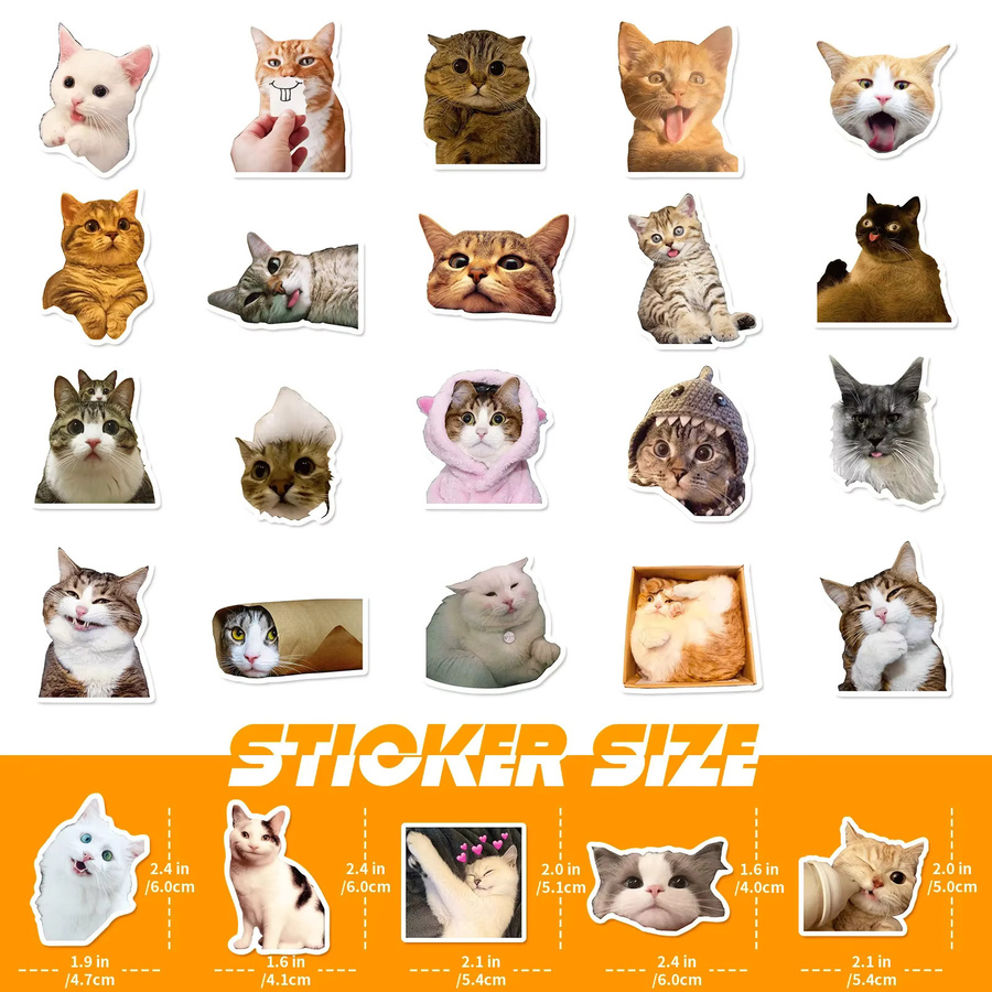 Süße Katzen Meme Aufkleber Set in Multicolour für DIY Scrapbooking, Laptop, Koffer und Kinder - Bild 2