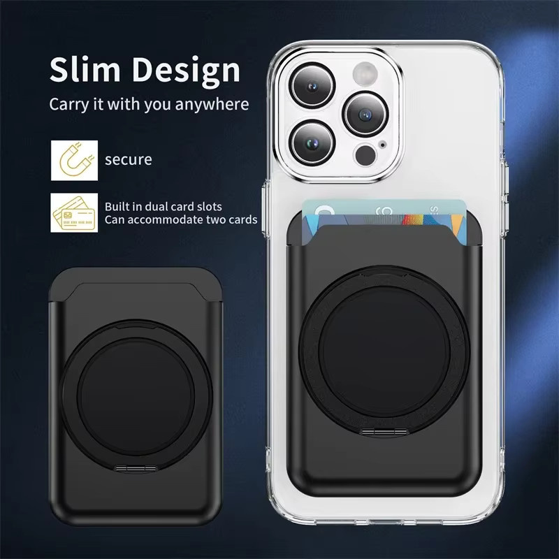 NMEGOU 2-in-1 Leder-Brieftasche und Kartenhalter mit MagSafe Magnetring-Ständer für iPhone 12 bis iPhone 16 Pro Max, Blau - Bild 3