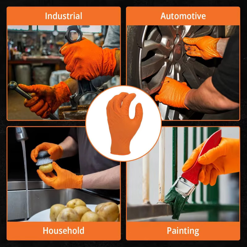 INMAICH Nitrilhandschuhe in Orange, 8 Mil dicke Einweghandschuhe mit Rautenstruktur, latexfrei und robust für Industrie, Tattoo und Mechaniker - Bild 5