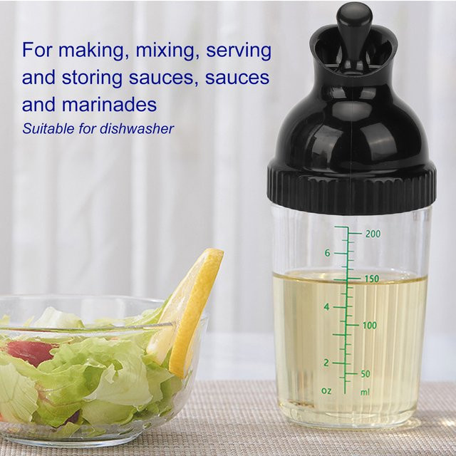 Qiilu Salatdressing-Shaker aus Glas, 200 ml, transparent, BPA-frei und auslaufsicher - Bild 1