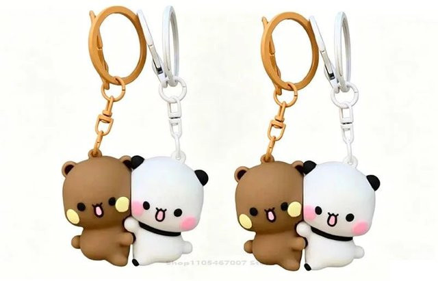Magnetischer Schlüsselanhänger Cartoon Panda Bubu Dudu, brown, Unisex - Bild 1