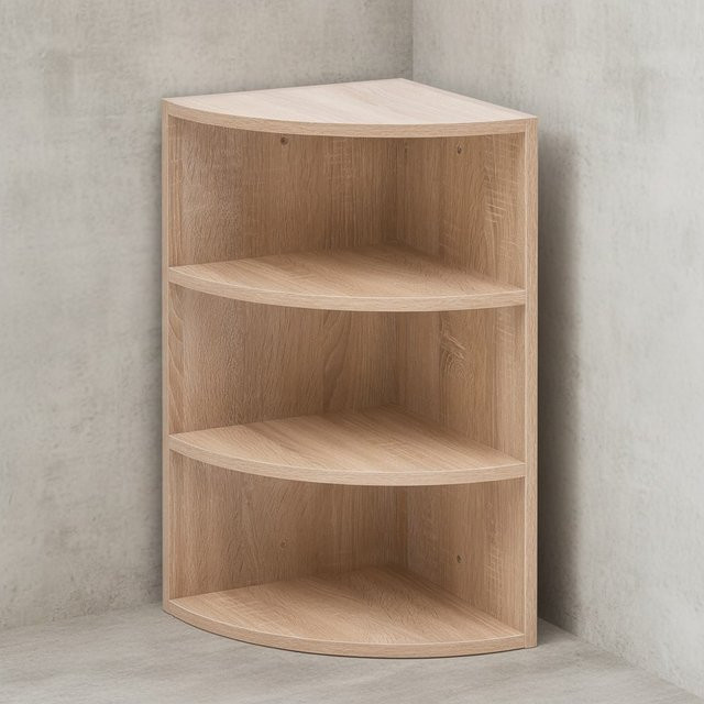 KADIMA DESIGN Eckregal NIDDA Modern mit 3 Fächern und runder Front aus Spanplatte, B/T/H: 60 x 30 x 60 cm - Bild 1