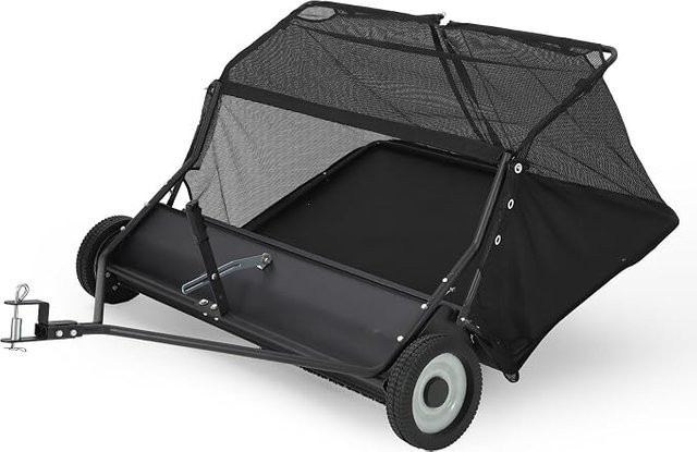 Anhänger-Rasenkehrmaschine 42 Zoll mit 708 Liter Fangbehälter in Schwarz aus robustem Stahl für Profis - Bild 1