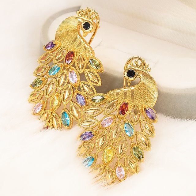 Ohrringe Phoenix, 18K Gold überzogen, Bunt, Zirkonia, Damen - Bild 1