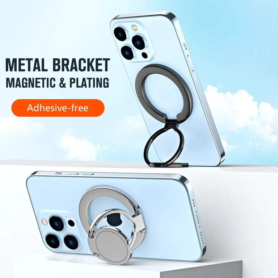 WSSHE Magnetische Handy Halterung Ring in Schwarz aus Zink-Legierung, Einstellbar und Tragbar für Auto und Desktop - Bild 2