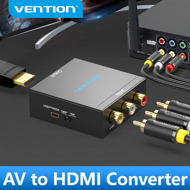 Vention AV zu HDMI Konverter und HDMI zu RCA Video Adapter in Schwarz mit Mini USB Stromkabel für TV Box, Projektor und Spielkonsole, 1080P HD und 720P Unterstützung - Bild 1