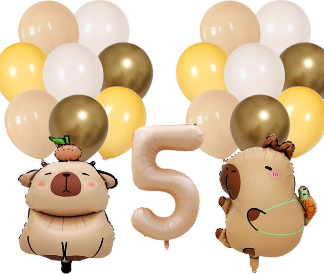 Potdemiel Cartoon Capybara Folienballon für Geburtstag und Party Dekoration in Braun und Beige - Bild 1
