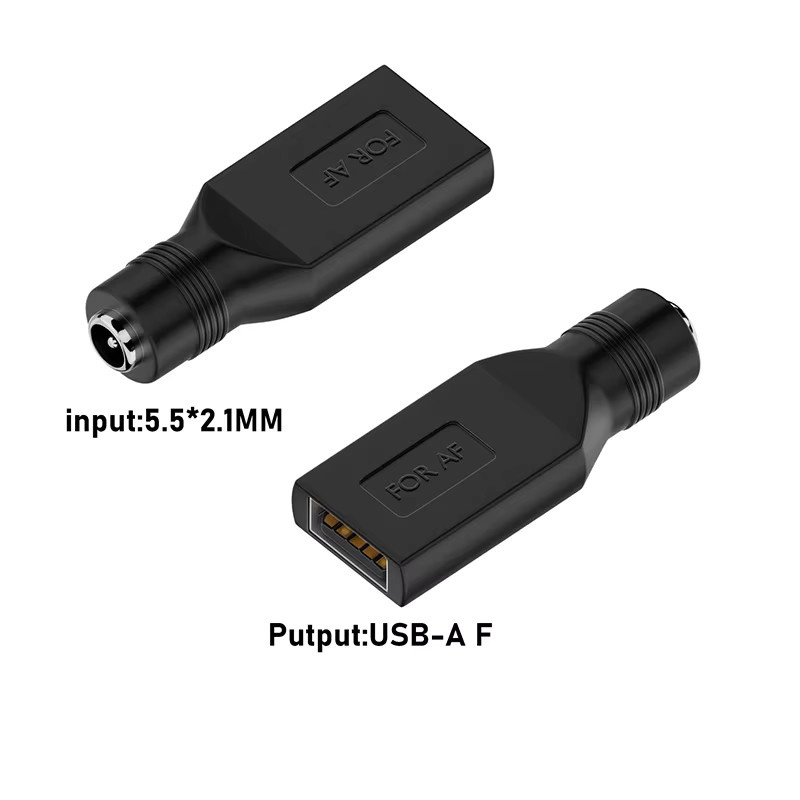 USB-A auf DC 5,5 x 2,1 mm Netzteil-Spitzenkabel mit männlichem und weiblichem DC-Klinkenstecker für 5 V, Schwarz - Bild 5