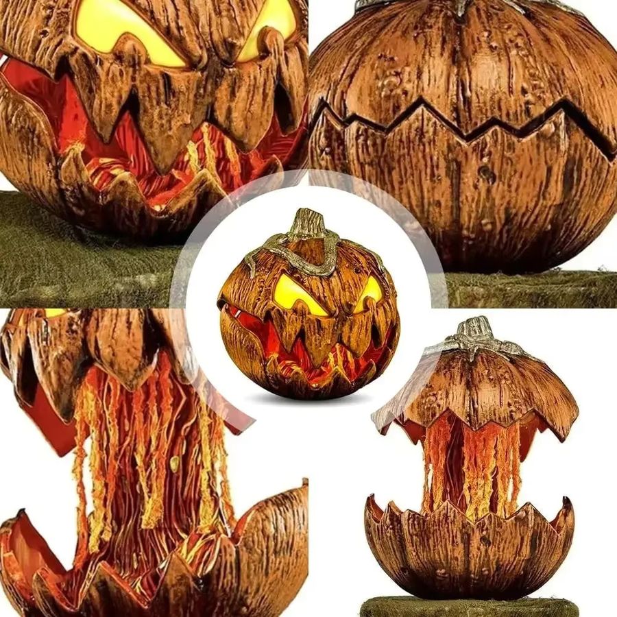 Trebalena Halloween Kürbis-Dekoration Gruselige Jack-O-Lantern Köpfe für die Gartendekoration im Freien - Bild 3