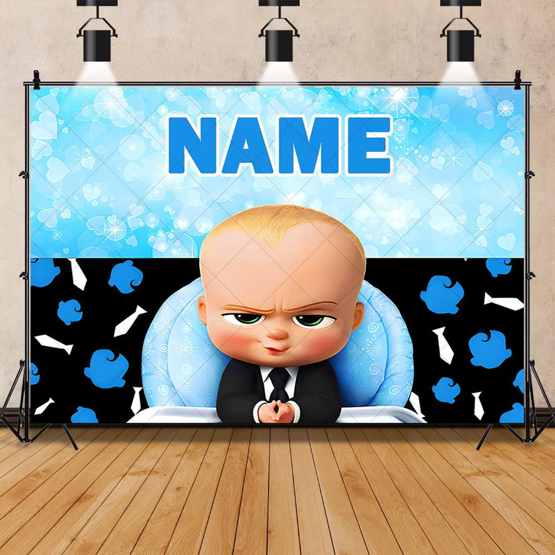 Disney Boss Baby Party Banner Motiv für Kindergeburtstag als dekorativer Fotohintergrund in Mehrfarbig - Bild 2