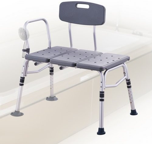 VEVOR Tub Transfer Bench für die Badewanne, verstellbarer Duschsitz für Erwachsene und Senioren, rutschfester Duschhocker mit Armlehne und umkehrbarer Rückenlehne in Grau, Belastbarkeit bis 181 kg - Bild 1