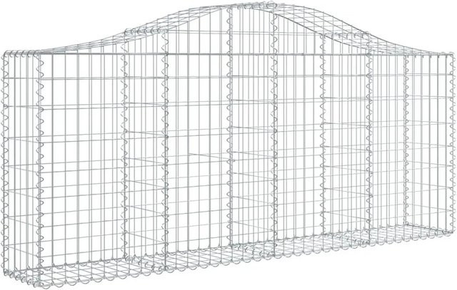 vidaXL Gabionen mit Hochbogen aus verzinktem Eisen, 11 Stück, Farbe: Silber, B/T/H: 200 x 30 x 80/100 cm - Bild 1