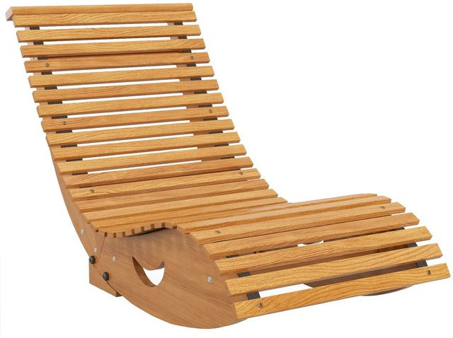 Outsunny Schaukelstuhl aus Holz in Braun mit ergonomischer S-Form und Armlehnen, B/T/H: 60 x 120 x 60 cm - Bild 1
