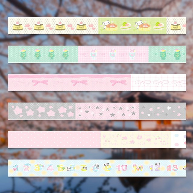 Washi Tape Frühlingsserie mit Schleifenmotiv, Mehrfarbig, 3 m Länge - Bild 1