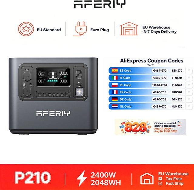 AFERIY AF-P210 Mobile Powerstation mit 2400W und 2048Wh Lithium-Batterie in Grau - Bild 1