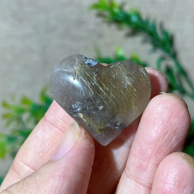 DriB Gold Rutil Quarz Mini Herz aus Naturkristall in Gold und Mehrfarbig - Bild 3