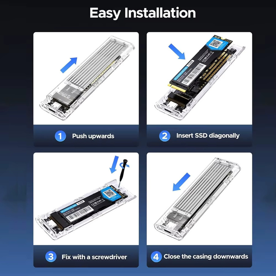ORICO M.2 NVMe SSD-Gehäuse USB-C USB 3.2 Gen2 10Gbps PCIe Speicherbox in Transparent/Rot - Bild 4