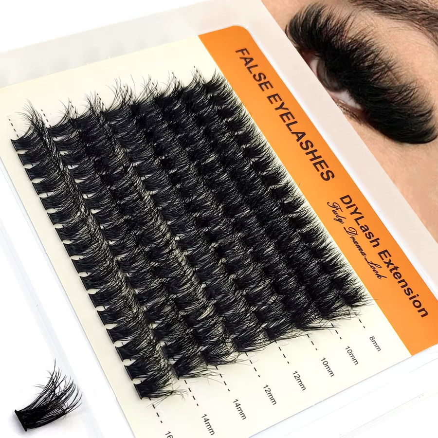 HBZGTLAD 8 Reihen 5D Flauschige Cluster Wimpern, Black, Unisex - Bild 3