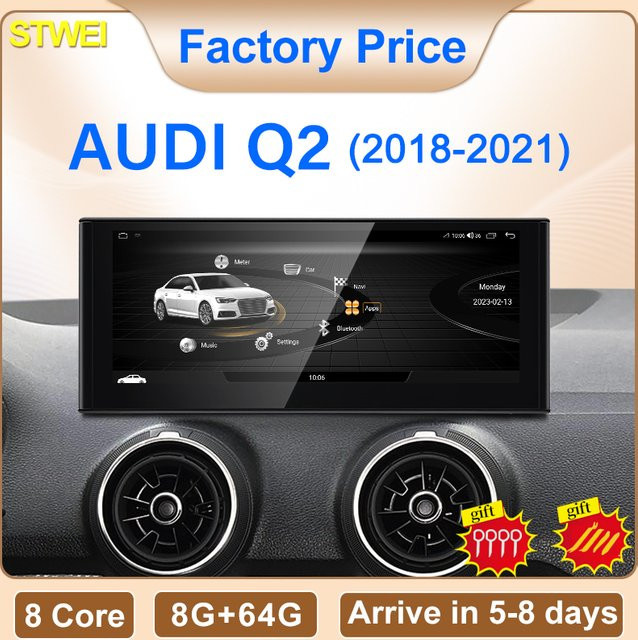 STWEI Android 13 Multimedia-Navigationssystem mit GPS und Carplay für Audi Q2 (Baujahre 2018-2021), 10,25 Zoll, Schwarz - Bild 1