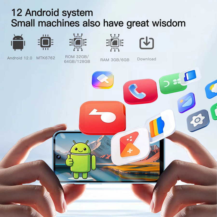 SERVO 19Pro Mini Smartphone mit 3,88 Zoll Display, 4G LTE, Android, Dual-SIM, WLAN und Play Store in Blau - Bild 2