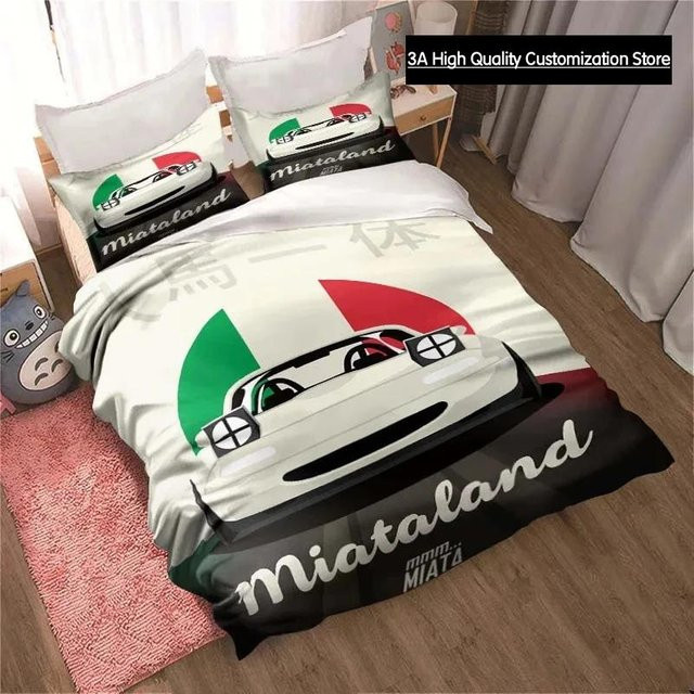 Miata MX-5 NA Racing Cartoon JDM Auto Drift Bettwäsche-Set mit Bettbezug und Steppdeckenbezug, Größe: 135 x 200 cm - Bild 1