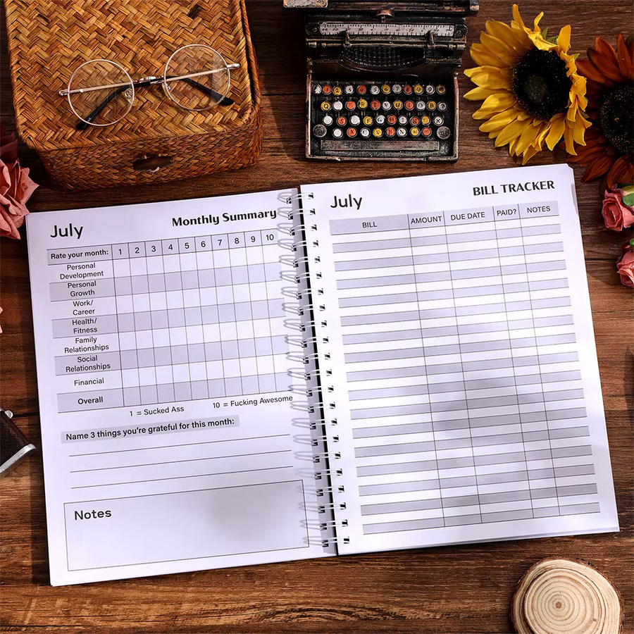 Undatierter ADHS-Planer für Erwachsene im Vintage-Design mit 166 Seiten zur täglichen, wöchentlichen und monatlichen Organisation inklusive Symptom-Tracker und Prioritätslisten zur Fokussteigerung - Bild 4