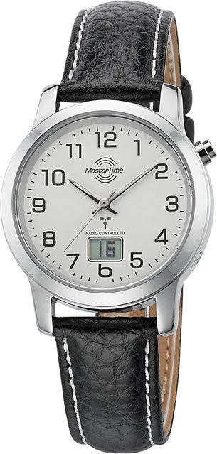 Master Time Damenuhr, Quarz, Edelstahl, Leder, 34 mm, Silber, Weiß - Bild 1