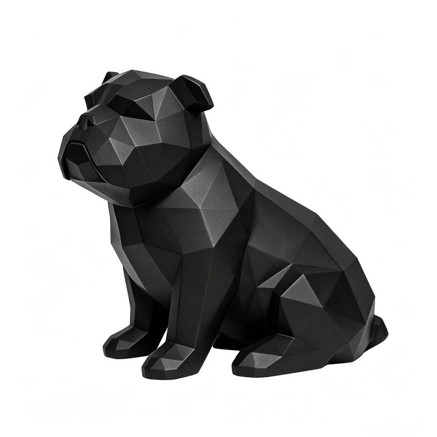 Geometrische Bulldogge Statue aus Harz von Fishine in Matt Schwarz als moderne Skulptur für dein Bücherregal oder TV-Schrank Dekor - Bild 2