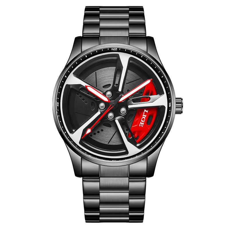 LIGE Armbanduhr Edelstahl, Quarz, Schwarz, Herren - Bild 6