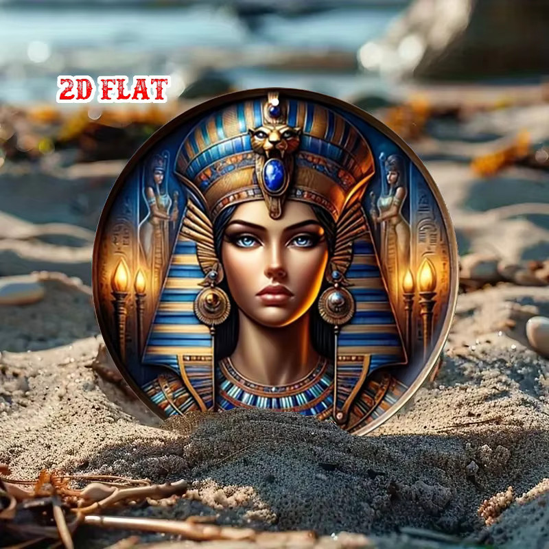 CIFBUY Runde Metall-Wandkunst im Vintage-Stil mit Ägyptischen Hieroglyphen und Blauem Auge in Blau - Bild 4