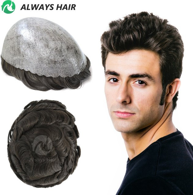 Alwayshair Herren-Toupet, indisches Echthaar, 130 % Dichte, PU - Bild 1
