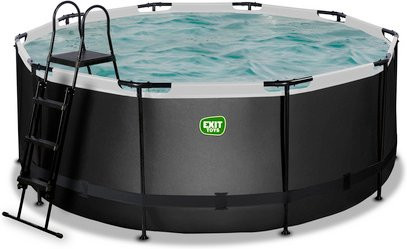 EXIT Toys Black Leather Pool Rahmenpool Schwarz, Durchmesser: 360 cm, Höhe: 122 cm, inklusive Sandfilterpumpe - Bild 1