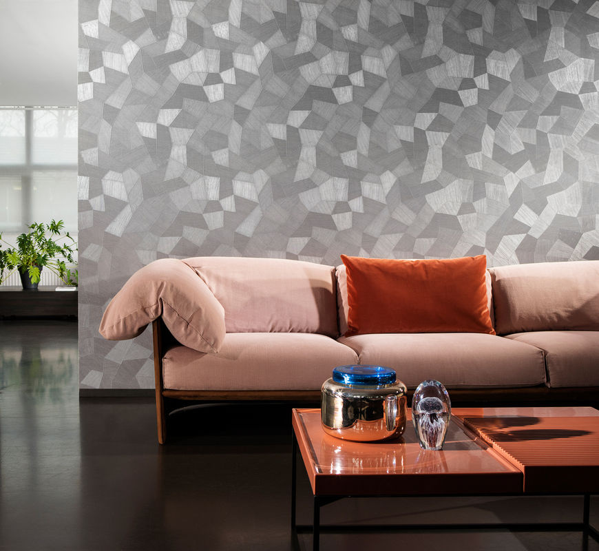 Arte International Wallpaper Facet 26540 mit geometrischem Abstract-Muster in Blau und Grau aus Vlies und Vinyl - Bild 2