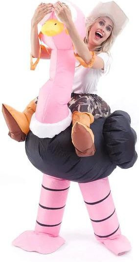 Strauß aufblasbares Kostüm, Reit-Cartoon-Puppenkostüm, rosa, 150-190cm - Bild 1