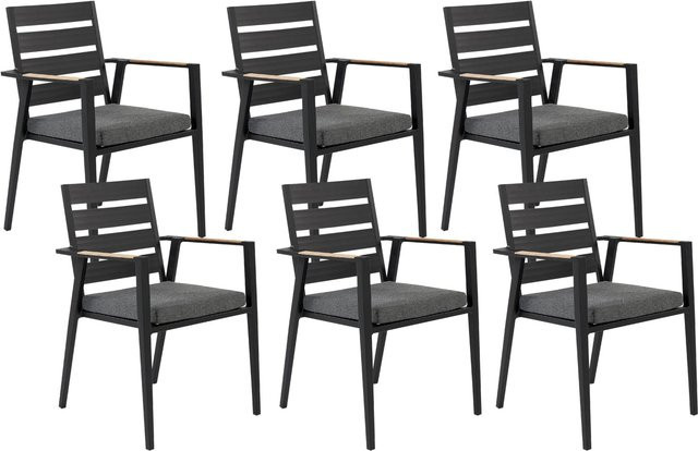Beliani Gartenstuhl Modern in Schwarz und Grau mit hellem Holzfarbton, B/T/H: 58 x 54 x 86 cm - Bild 1