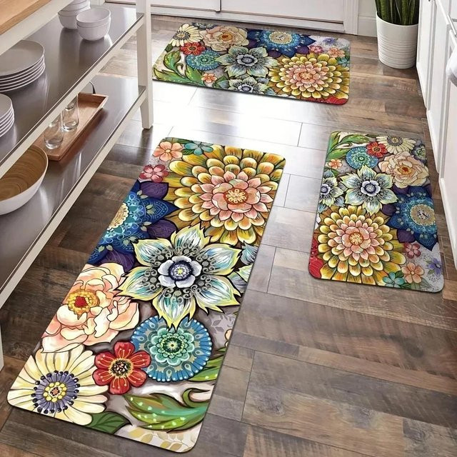 Rutschfeste Fußmatte mit Willkommen Design in Multicolour für Küche, Bad oder Wohnzimmer, B/T: 60 x 40 cm - Bild 1