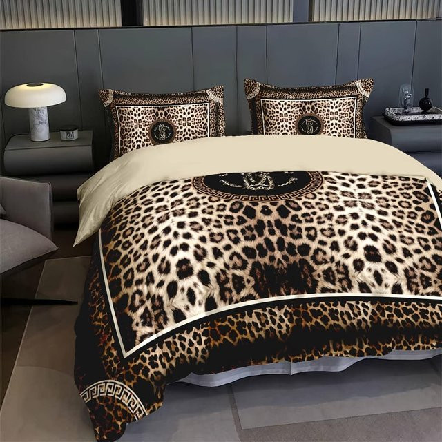 Lodestar Bettwäsche-Set mit Leopardenmuster in Braun, 2/3-teilig mit 3D-Druck aus Mikrofaser, Bettbezug B: 172 cm, H: 218 cm - Bild 1