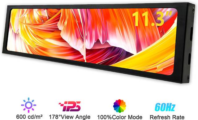 Wisecoco 11,3 Zoll Mini Tragbarer IPS Monitor mit 1920x440 Auflösung in Schwarz - Bild 1